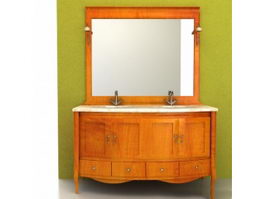 Bathroom vanity double counter sink 3d model preview