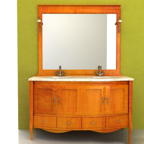 Bathroom vanity double counter sink 3d rendering