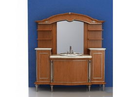 Wood bathroom vanity cabinet sets 3d model preview