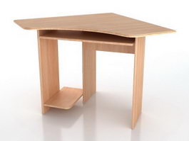 Wood corner computer desk 3d model preview
