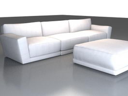 Modern sectional sofa and ottoman 3d model preview