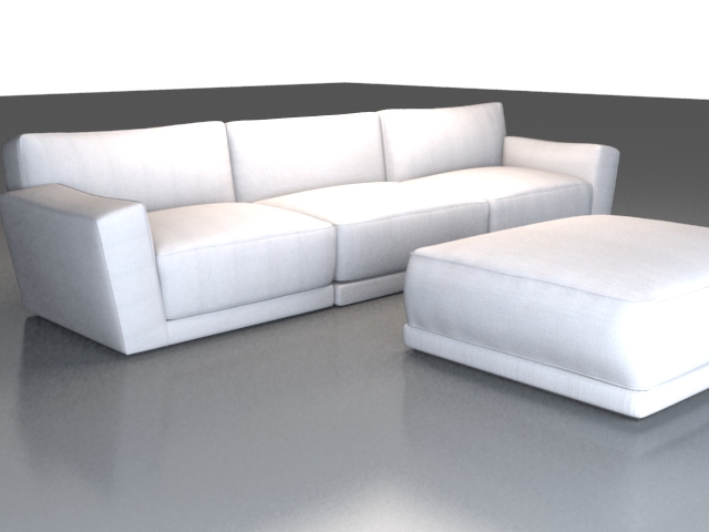 Modern sectional sofa and ottoman 3d rendering