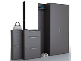Metal office file cabinet set 3d preview