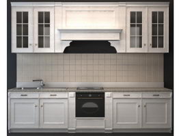 Classic wood kitchen cabinet 3d model preview