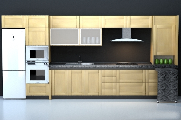 Integrated modern kitchen cabinet 3d rendering