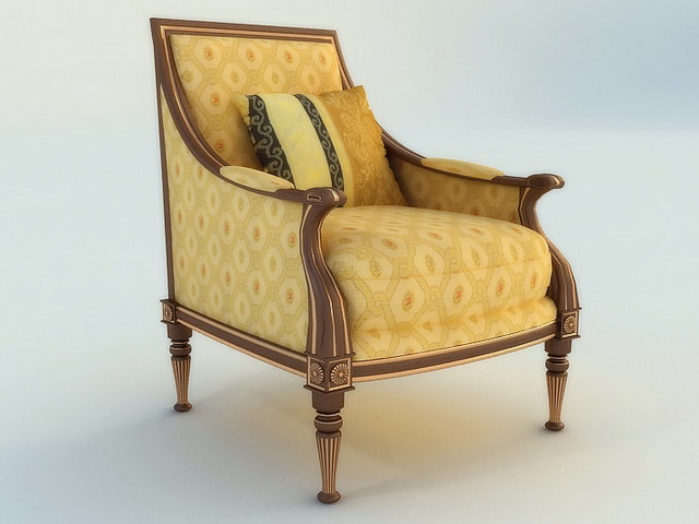Antique french armchair 3d rendering