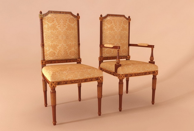 French classic banquet chair 3d model 3dsmax files free