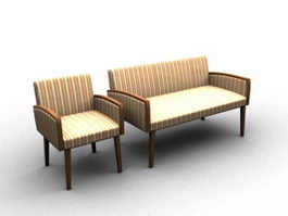 Settee and sofa 3d model preview