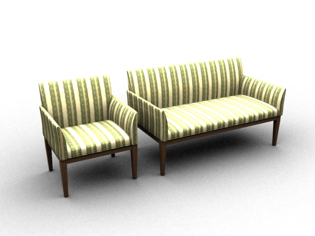 Wood fabric sofa settee 3d rendering