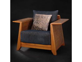 Wooden frame single seat sofa 3d model preview