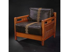 Chinese leather single sofa 3d preview