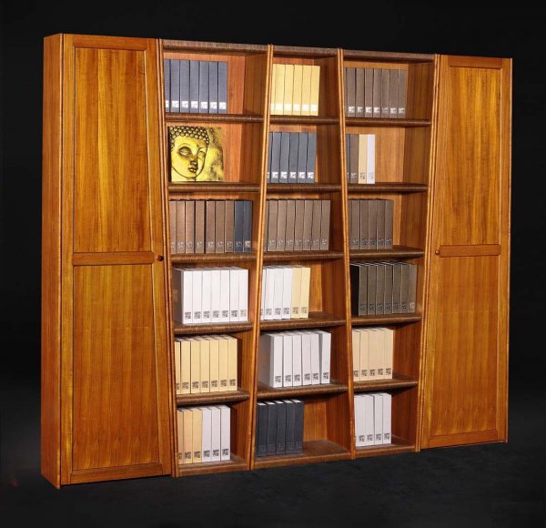 Classic solid wood bookshelf 3d rendering