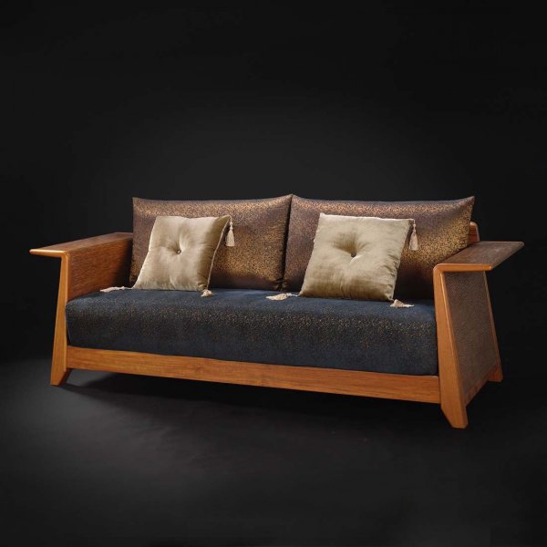 Classic fabric wood sofa 3d rendering