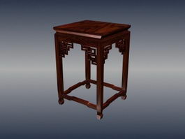 Chinese furniture carved square stool 3d model preview