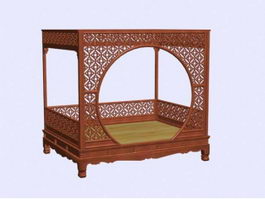 Chinese antique furniture bed 3d model preview