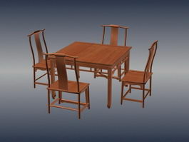 Chinese antique furniture dining-room sets 3d model preview