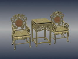 Chinese style antique living room set 3d preview
