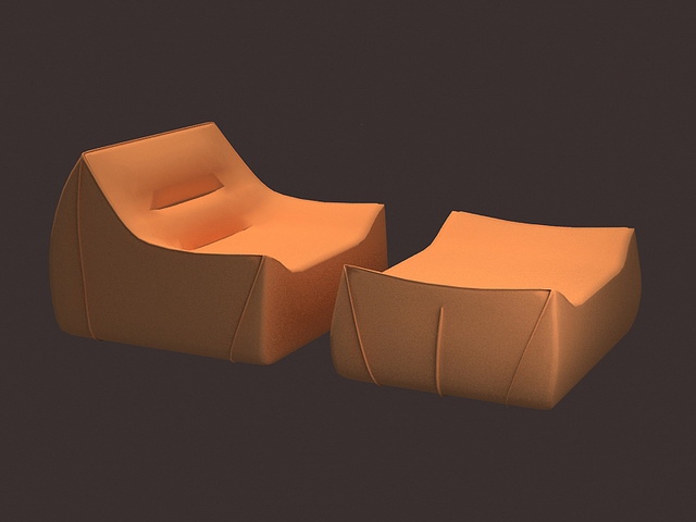 Modern candy sofa and ottoman 3d rendering