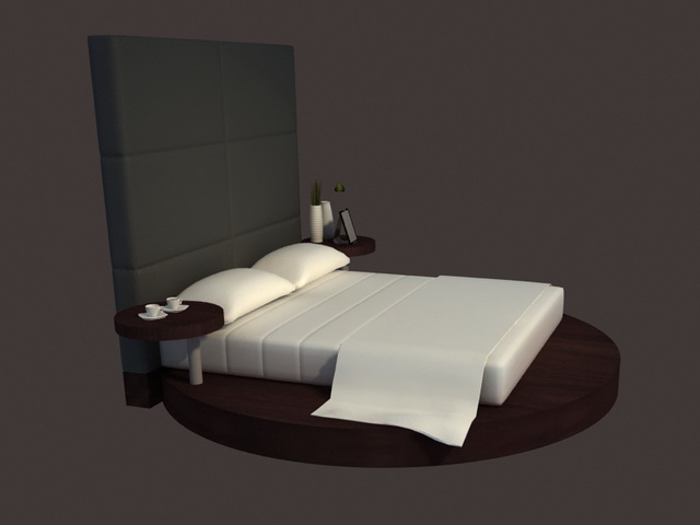 Modern designs round bed 3d rendering