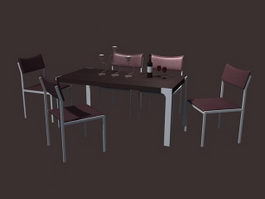 Modern dining set 3d model preview