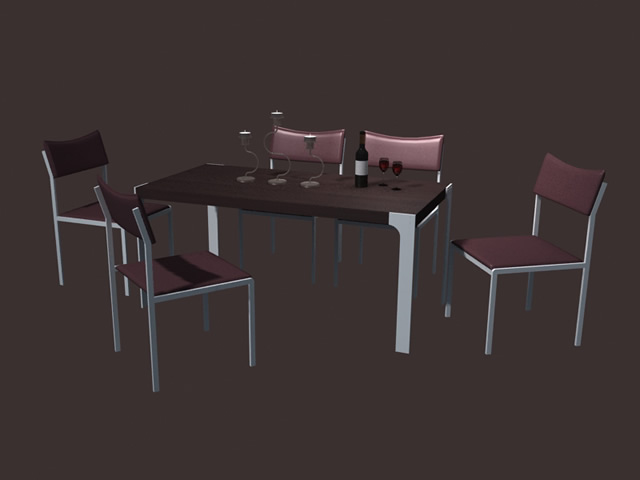 Modern dining set 3d rendering
