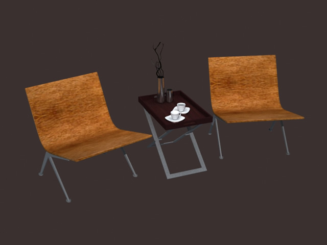 Outdoor leisure chair set 3d rendering
