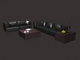 Modern leather sectional sofa set 3d model preview