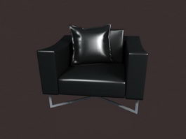 Chrome legs leather sofa 3d preview