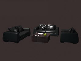Modern leather sofa set 3d model preview