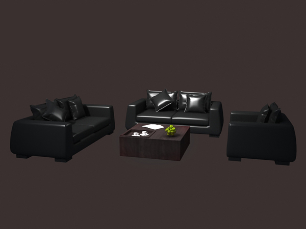 Modern leather sofa set 3d rendering