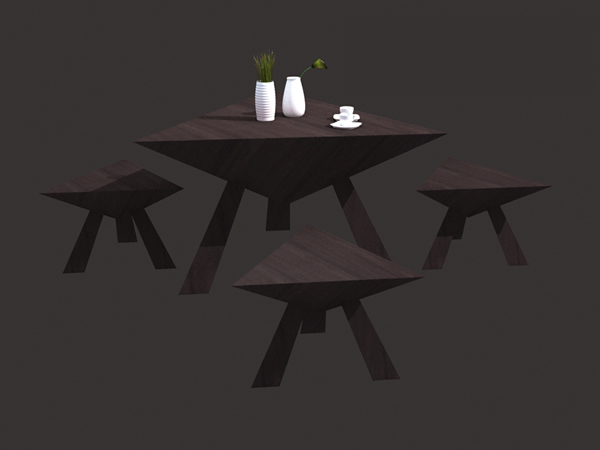Outdoor furniture set 3d rendering