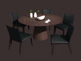 Wood outdoor dining set 3d model preview