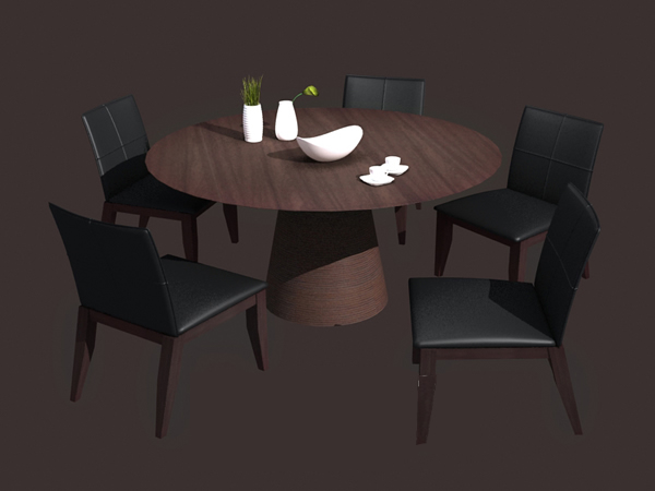 Wood outdoor dining set 3d rendering
