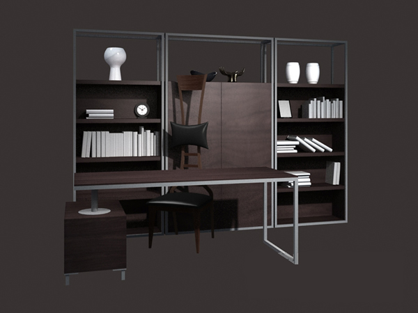 Modern office furniture set 3d rendering