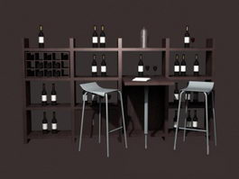 Home wine bar furniture set 3d model preview