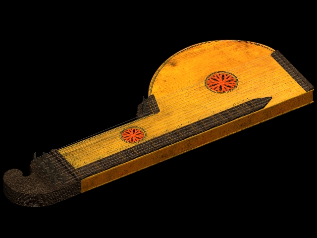 Ancient zither 3d rendering