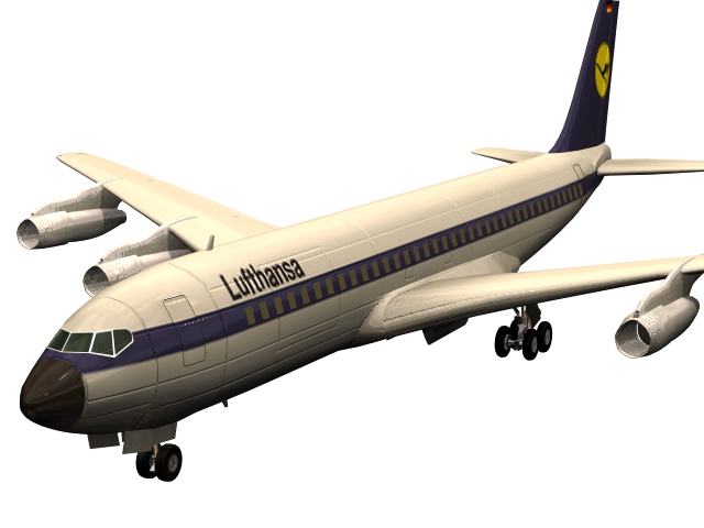 Boeing 707 jet airliner 3d rendering
