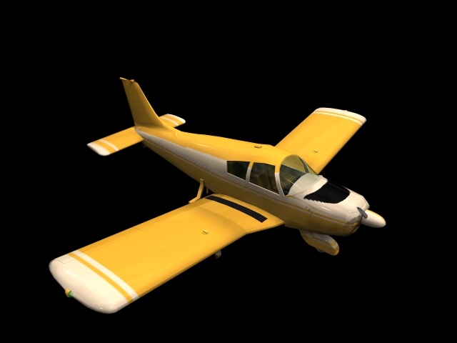 Piper PA-28 Cherokee aircraft 3d rendering