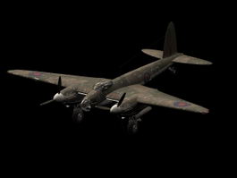 De Havilland Mosquito combat aircraft 3d model preview