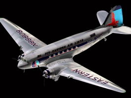 Douglas DC-3 transport aircraft 3d model preview