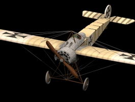 Fokker Eindecker fighter 3d model preview