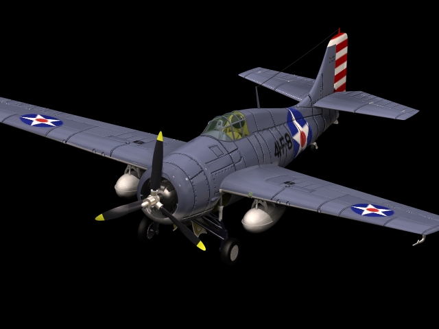 Grumman F4F Wildcat fighter 3d rendering