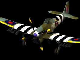 Hawker Typhoon fighter-bomber 3d model preview