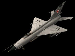 MiG-21 supersonic jet fighter 3d model preview