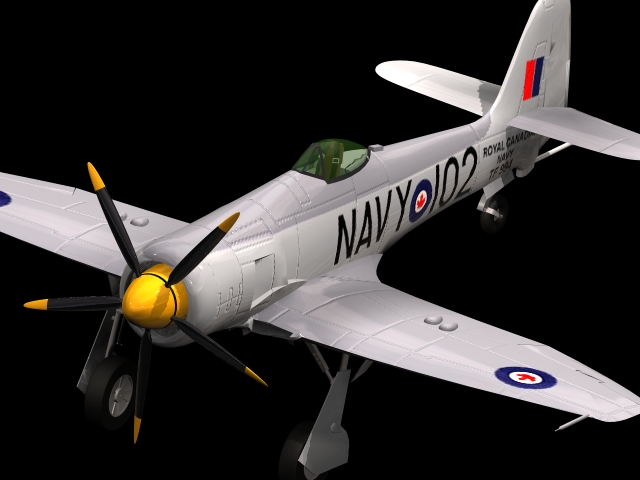 Hawker Sea Fury fighter-bomber 3d rendering