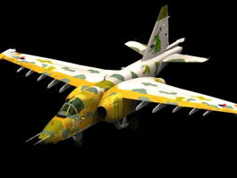 Sukhoi Su-25 Frogfoot jet aircraft 3d model preview
