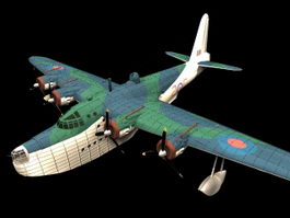 Short Sunderland flying boat bomber 3d model preview
