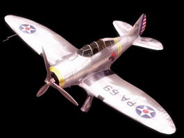 Seversky P-35 fighter aircraft 3d model preview