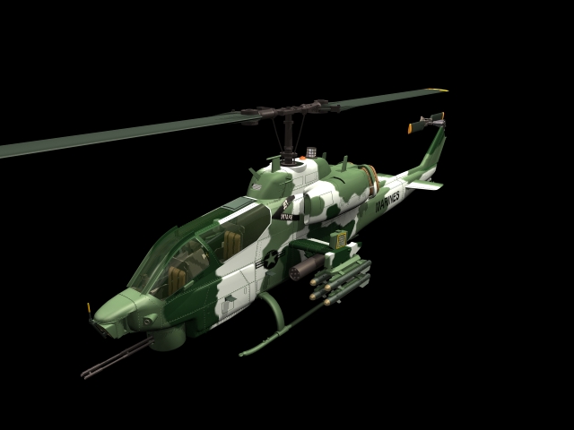 AH-1W Super Cobra attack helicopter 3d rendering
