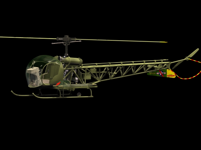 H-13 Sioux light helicopter 3d rendering